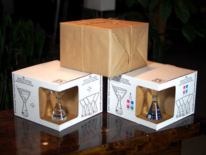 Periodic Tableware Laboratory Martini Glasses Packaging